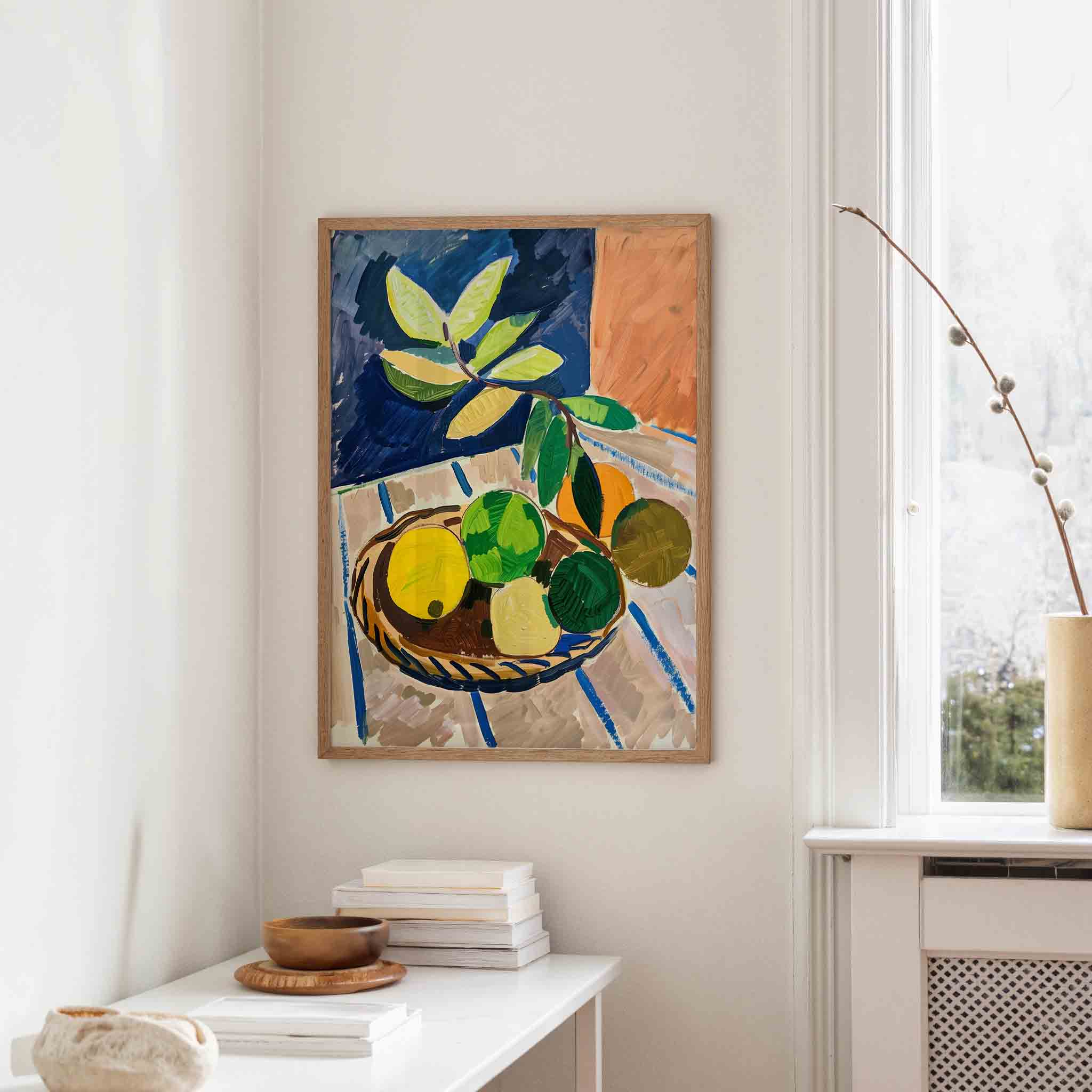 Fruitmand met bladeren Poster