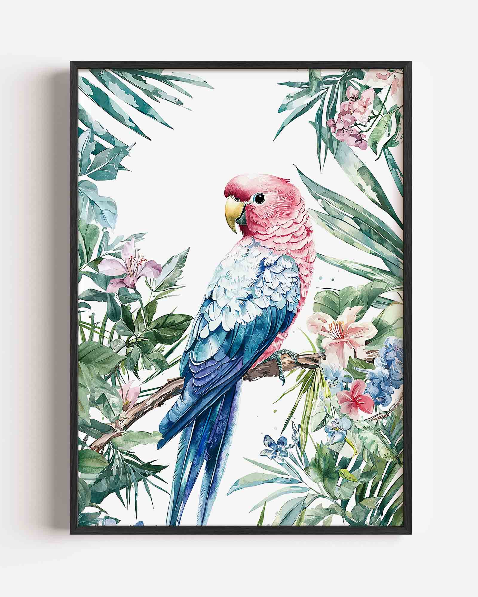 Papegaai en bloemen Poster
