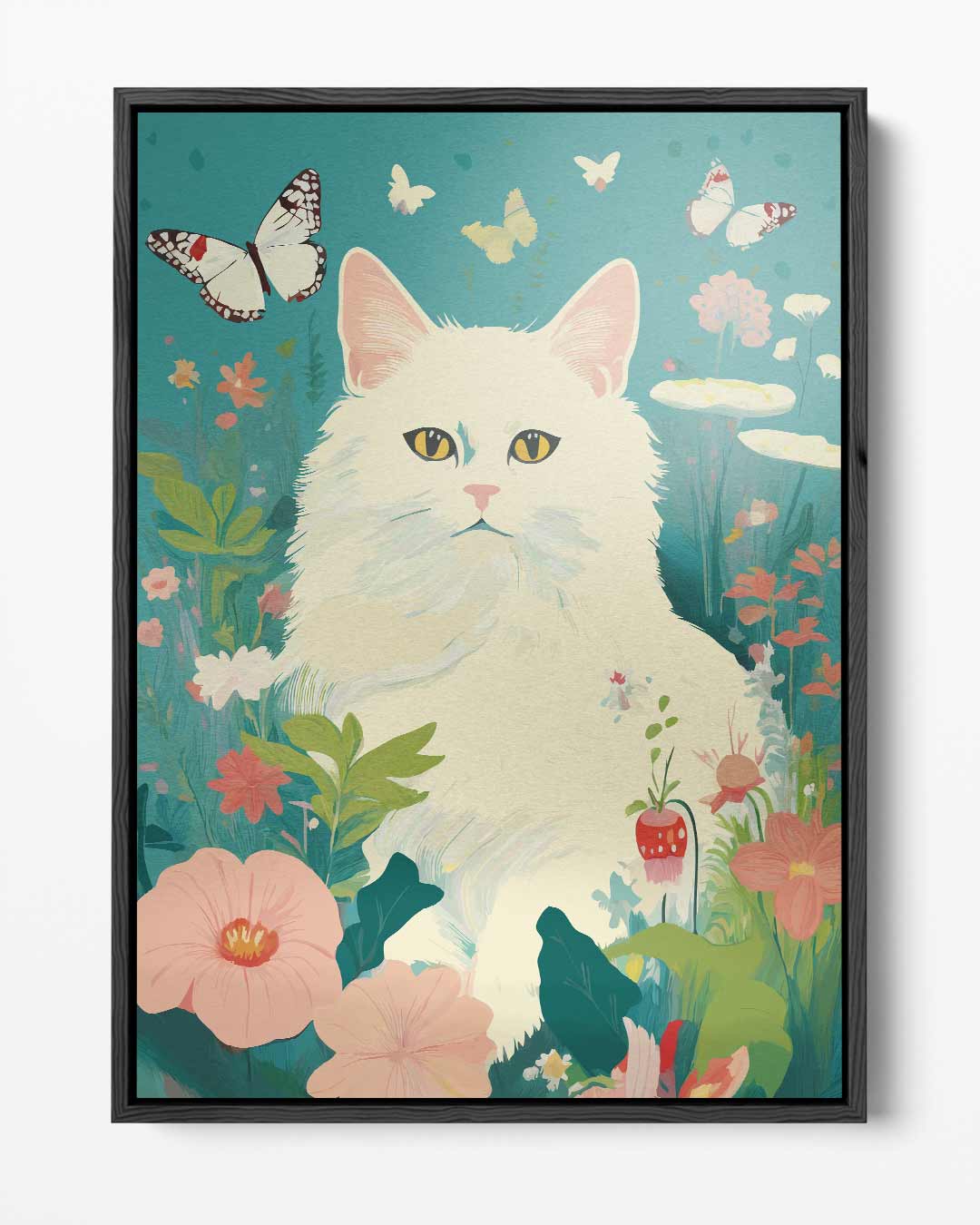 Dreamy Cat in Flower Garden Artwork