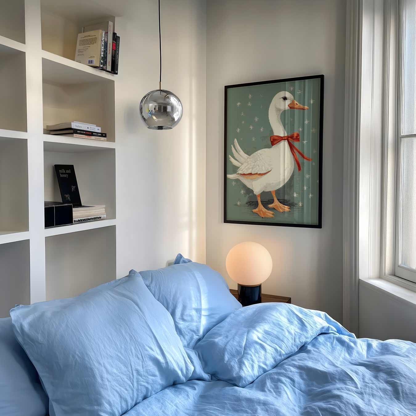 Charmante Eend Met Strik Poster-WallArtistic