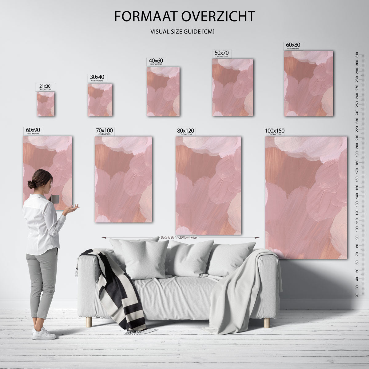 Roze penseelstreken Poster