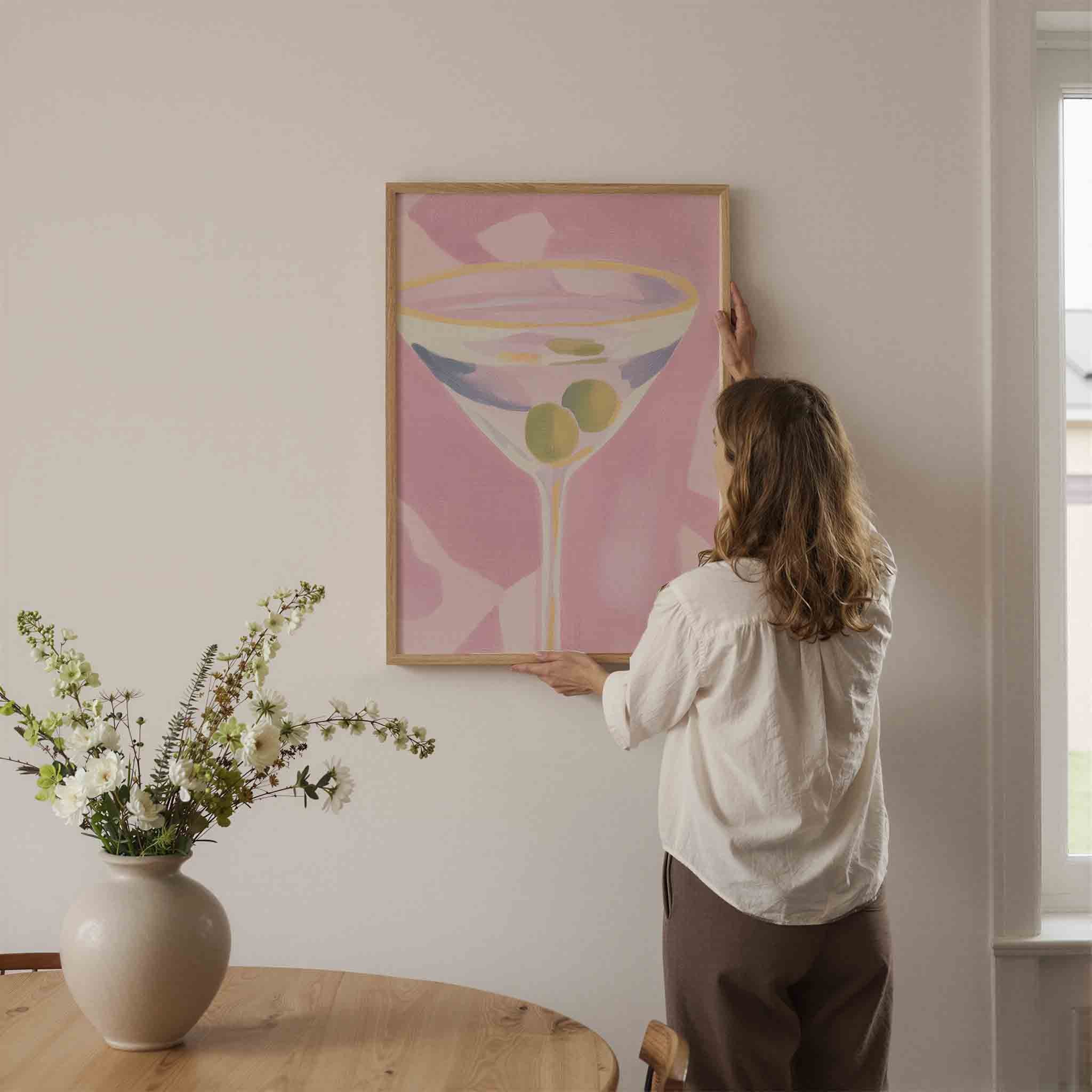 Cocktailglas met olijven Poster