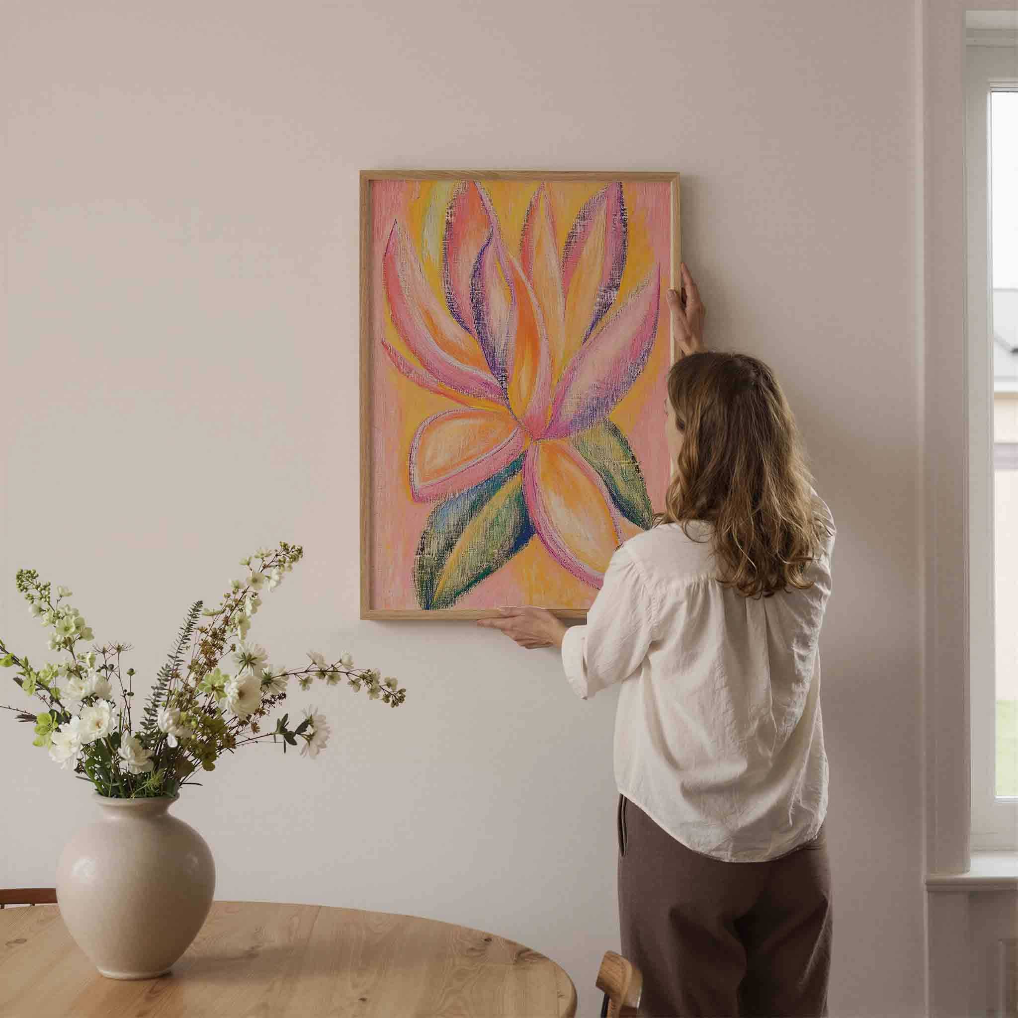 Bloemvormen in pastel Poster