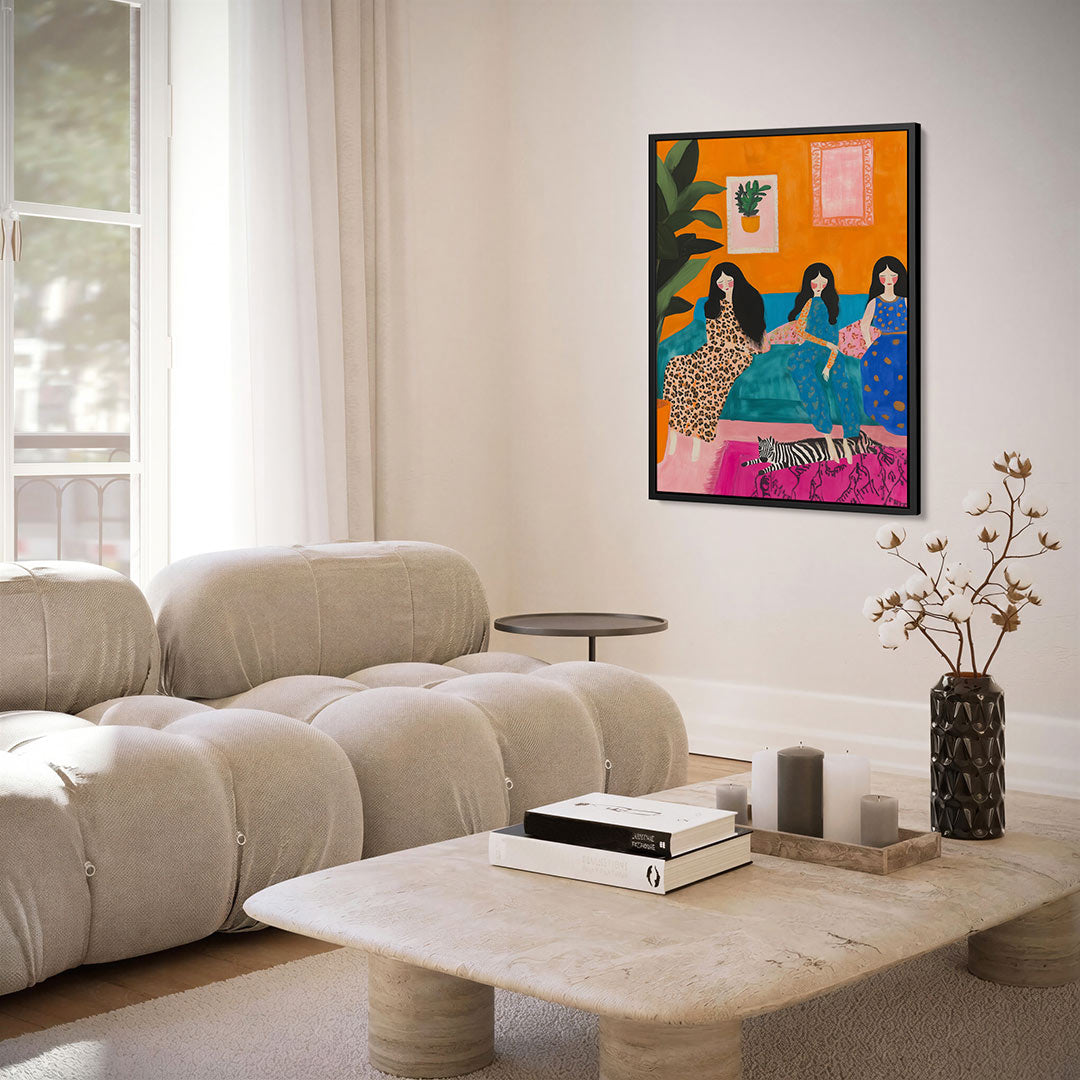Vrolijke interieur scène Kunstwerk