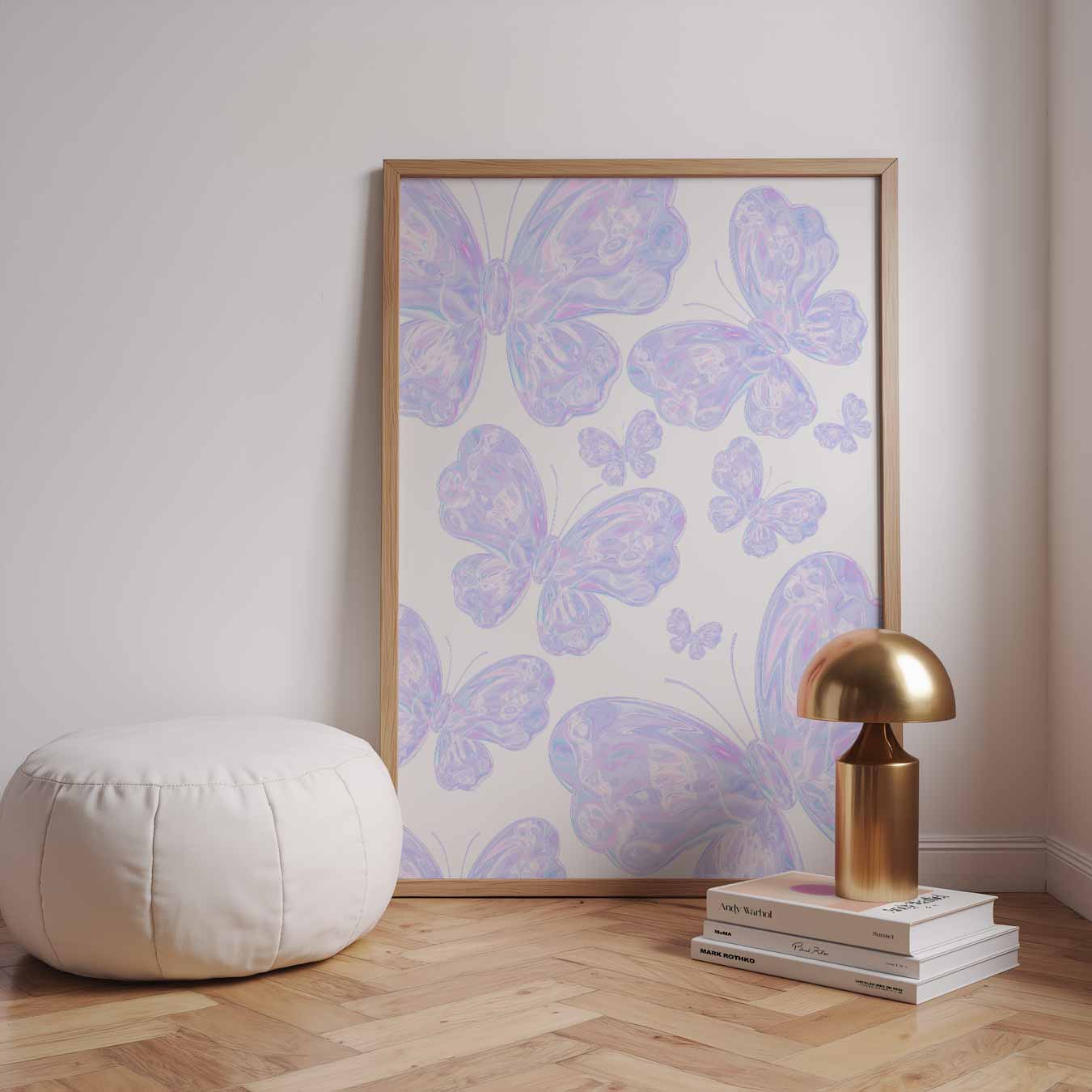 Vlinders in Pasteltinten Poster-WallArtistic