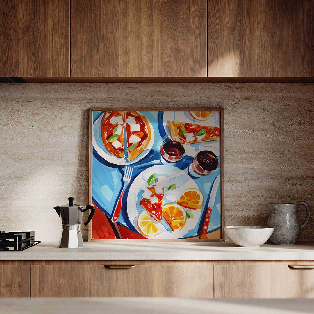 Pizza en sinaasappels Poster
