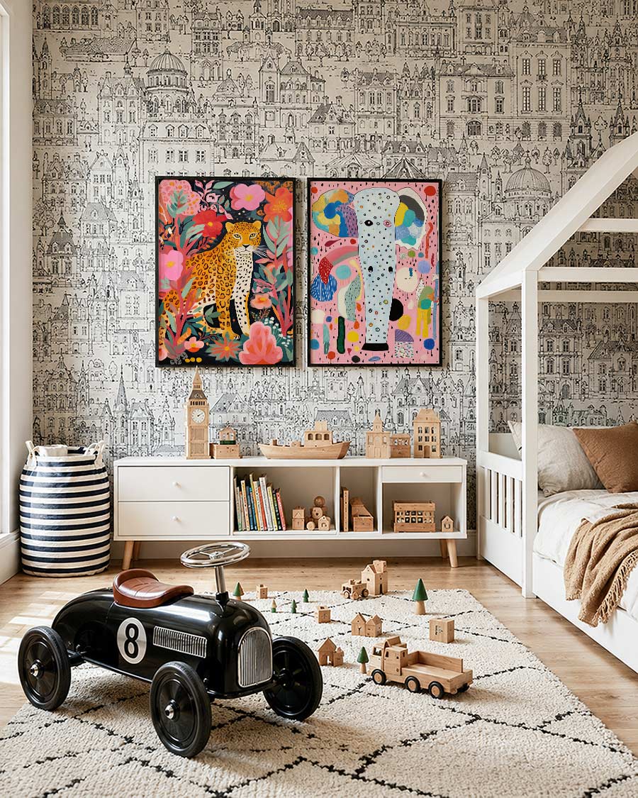 Dier en bloemen Posterset