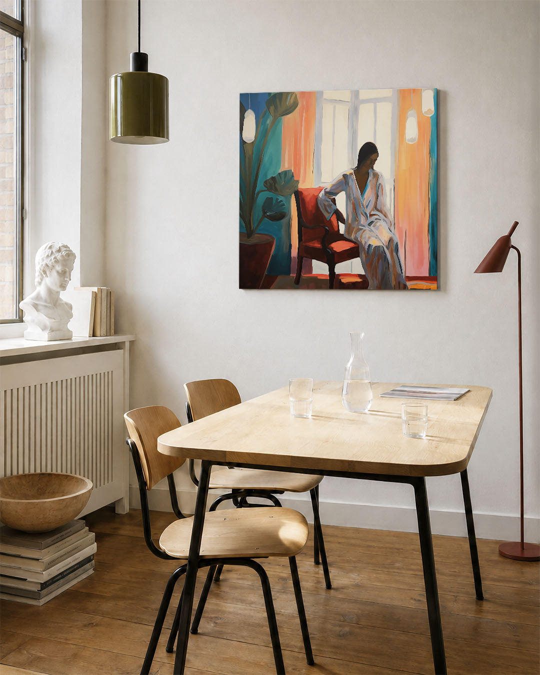 Vrouw in interieur Kunstwerk