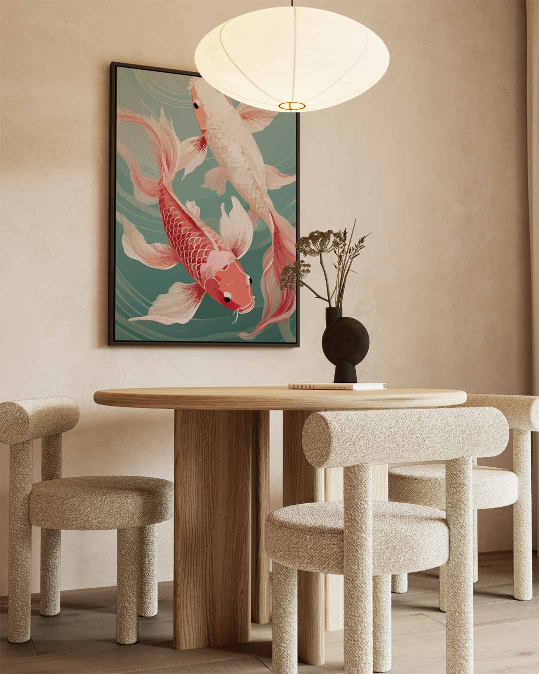 Dansende Koi Vissen Kunstwerk-canvas-dibond-plexiglas-wanddecoratie-WallArtistic