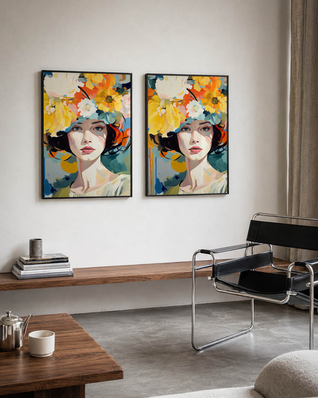 Bloemrijke portretkleuren Posterset