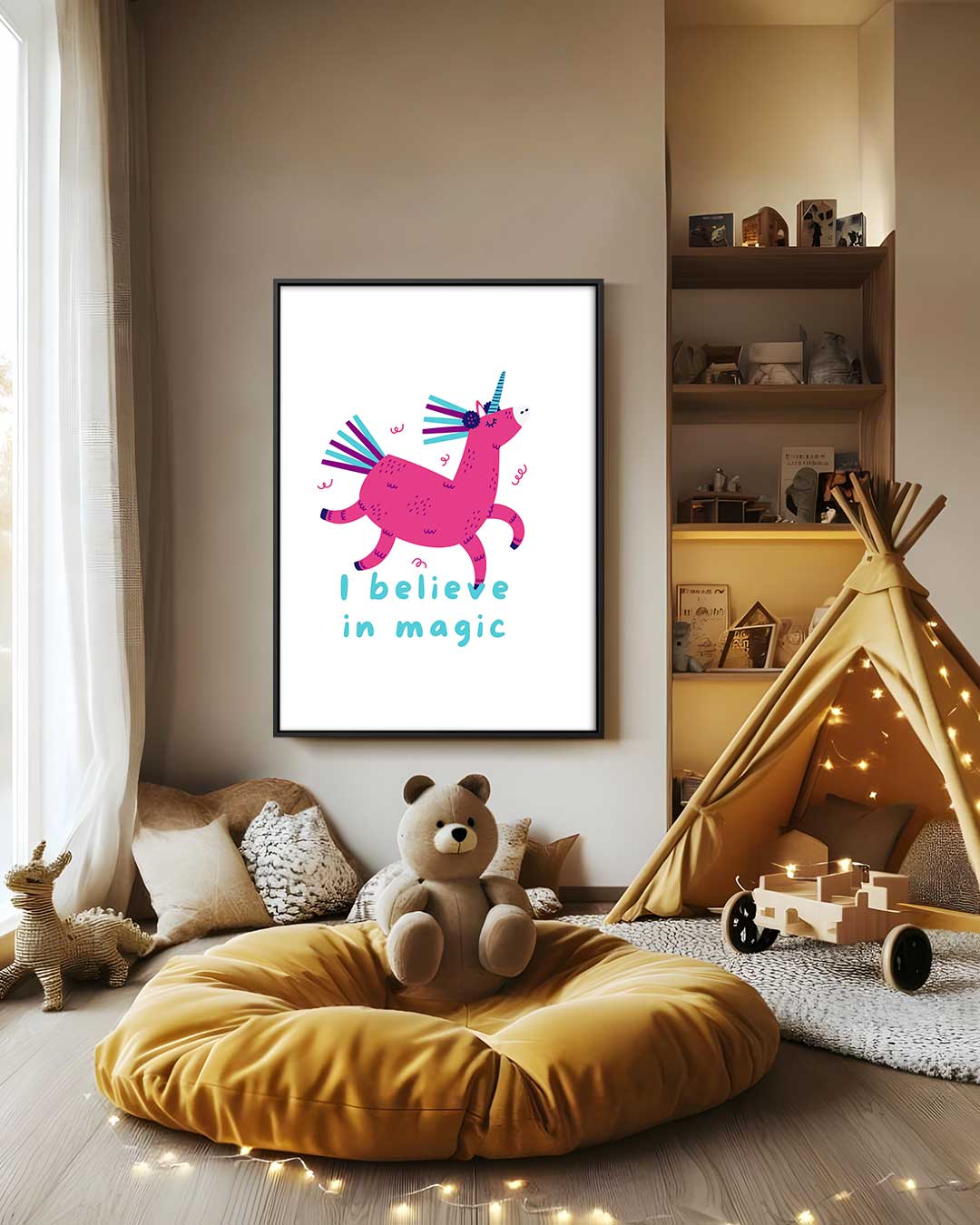 Magische Eenhoorn Illustratie Kunstwerk-canvas-dibond-plexiglas-wanddecoratie-WallArtistic