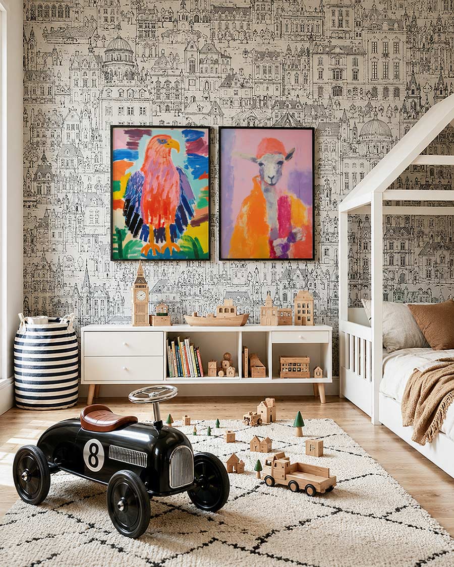 Kleurrijke vogelvlakken Posterset