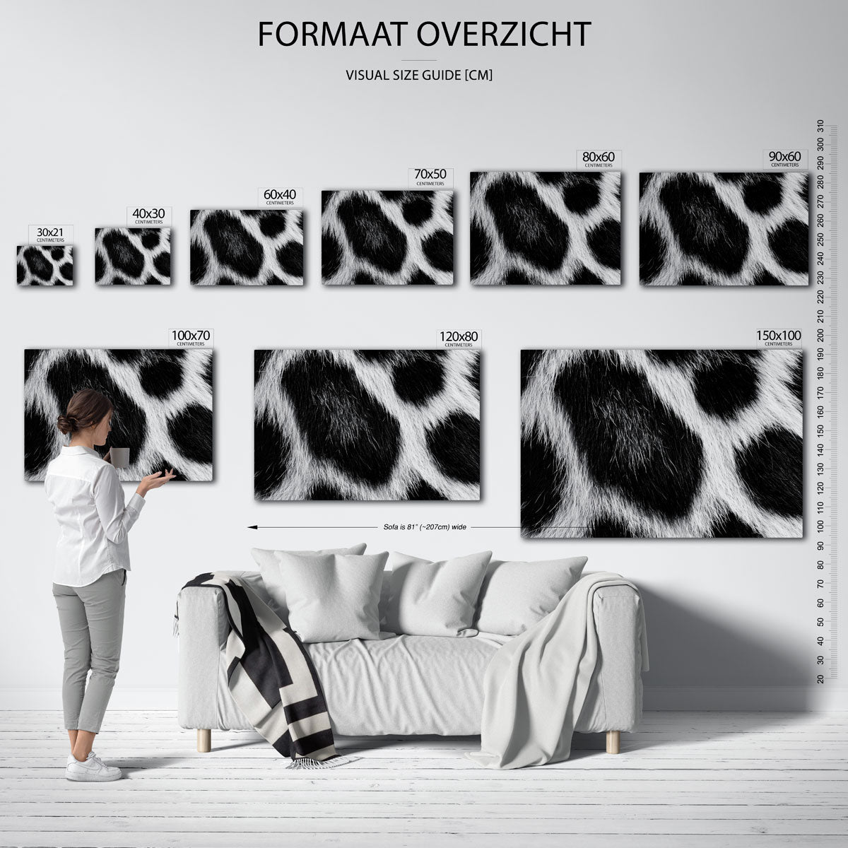 Zwart wit vachtpatroon Poster