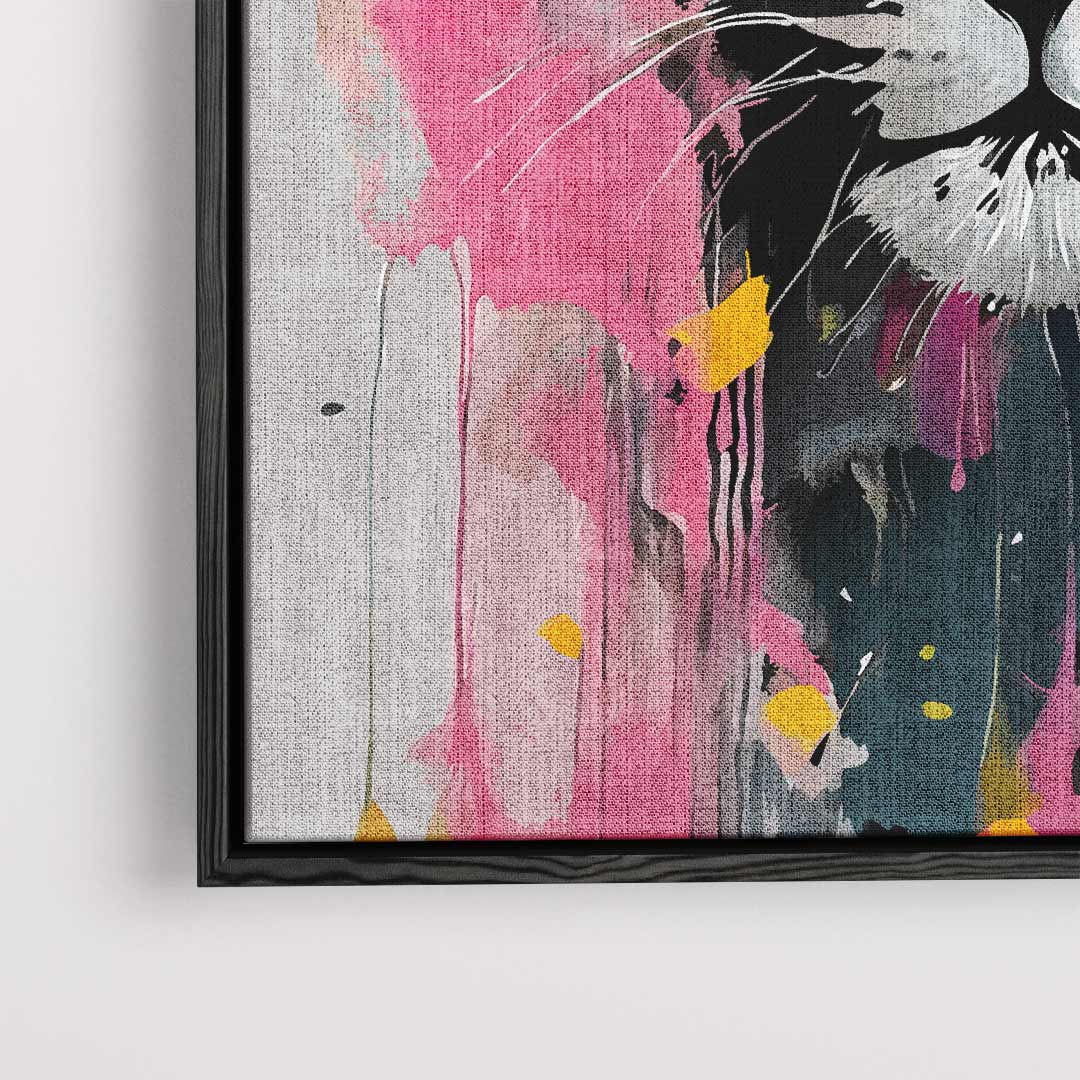 Kleurrijke Luipaard Expressie Kunstwerk-canvas-dibond-plexiglas-wanddecoratie-WallArtistic
