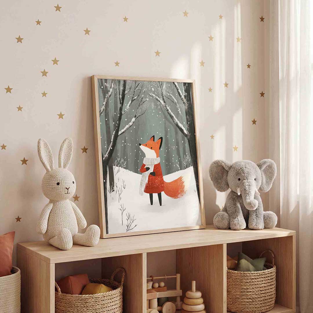 Vos in winterlandschap Poster