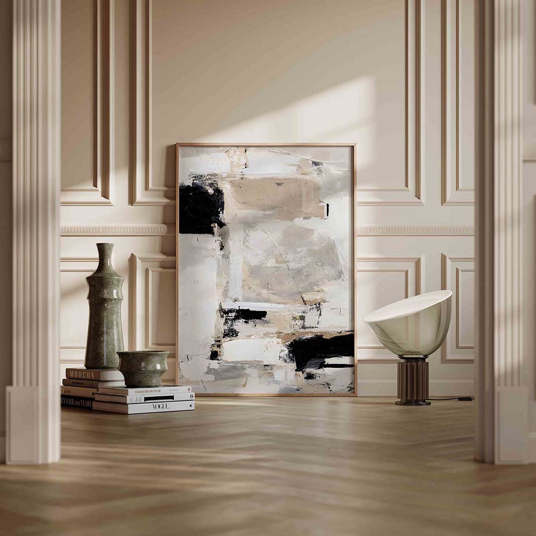 Abstracte beige en zwarte Poster