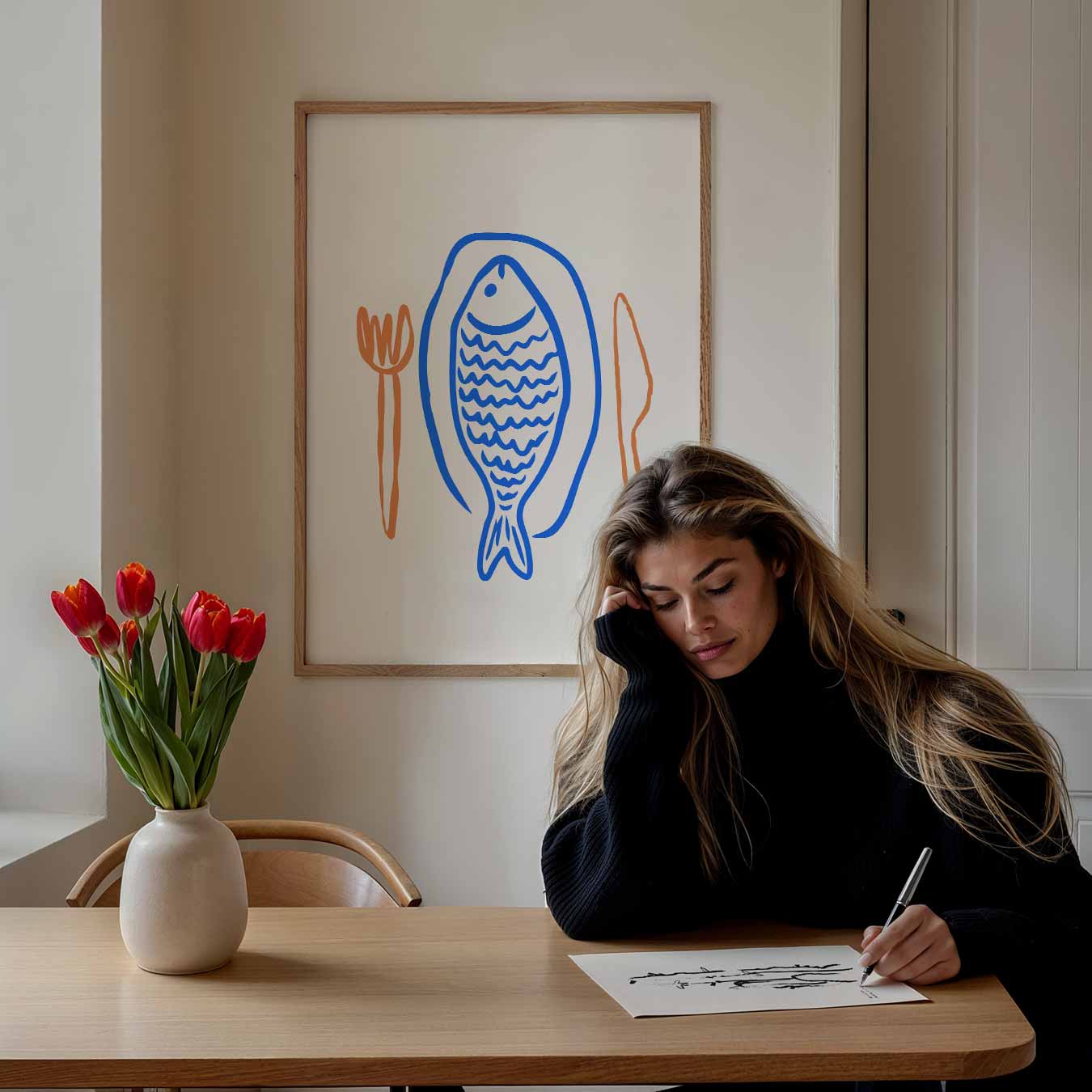 Stijlvolle Vis Eetkamerposter-WallArtistic