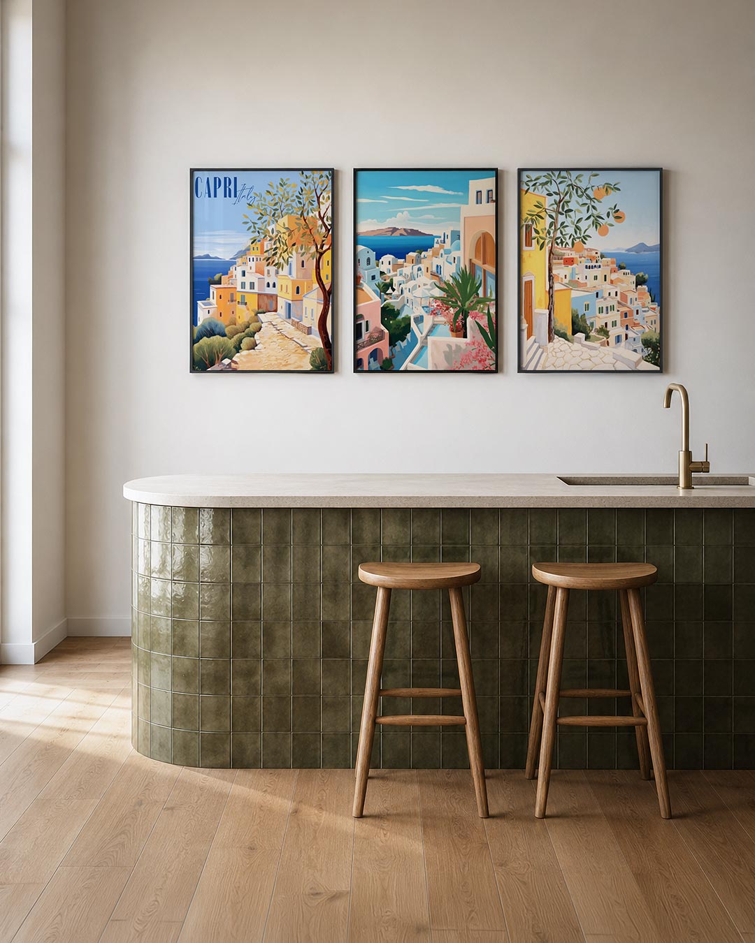 Zonnige kustlijn Posterset