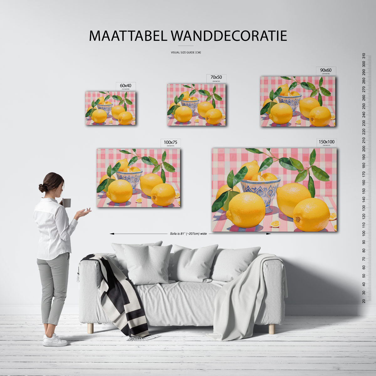 Citroenen en bladeren Kunstwerk