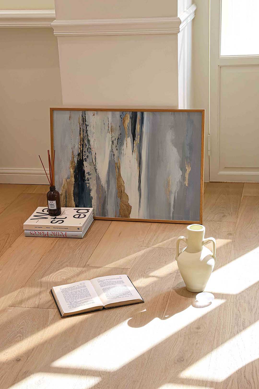 Abstracte grijze en gouden Poster