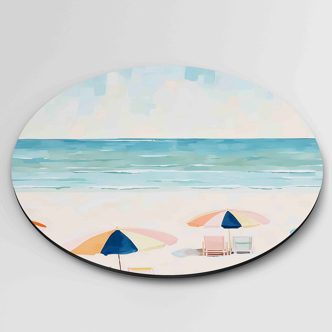 Strand met parasols Muurcirkel