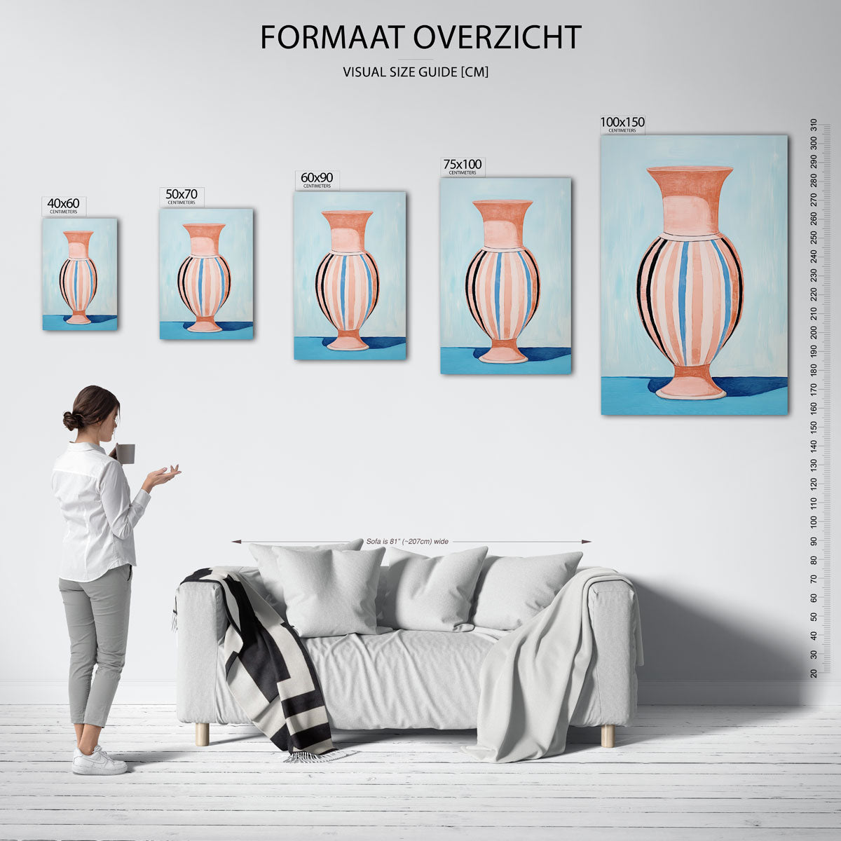 Gestreepte vaas Kunstwerk