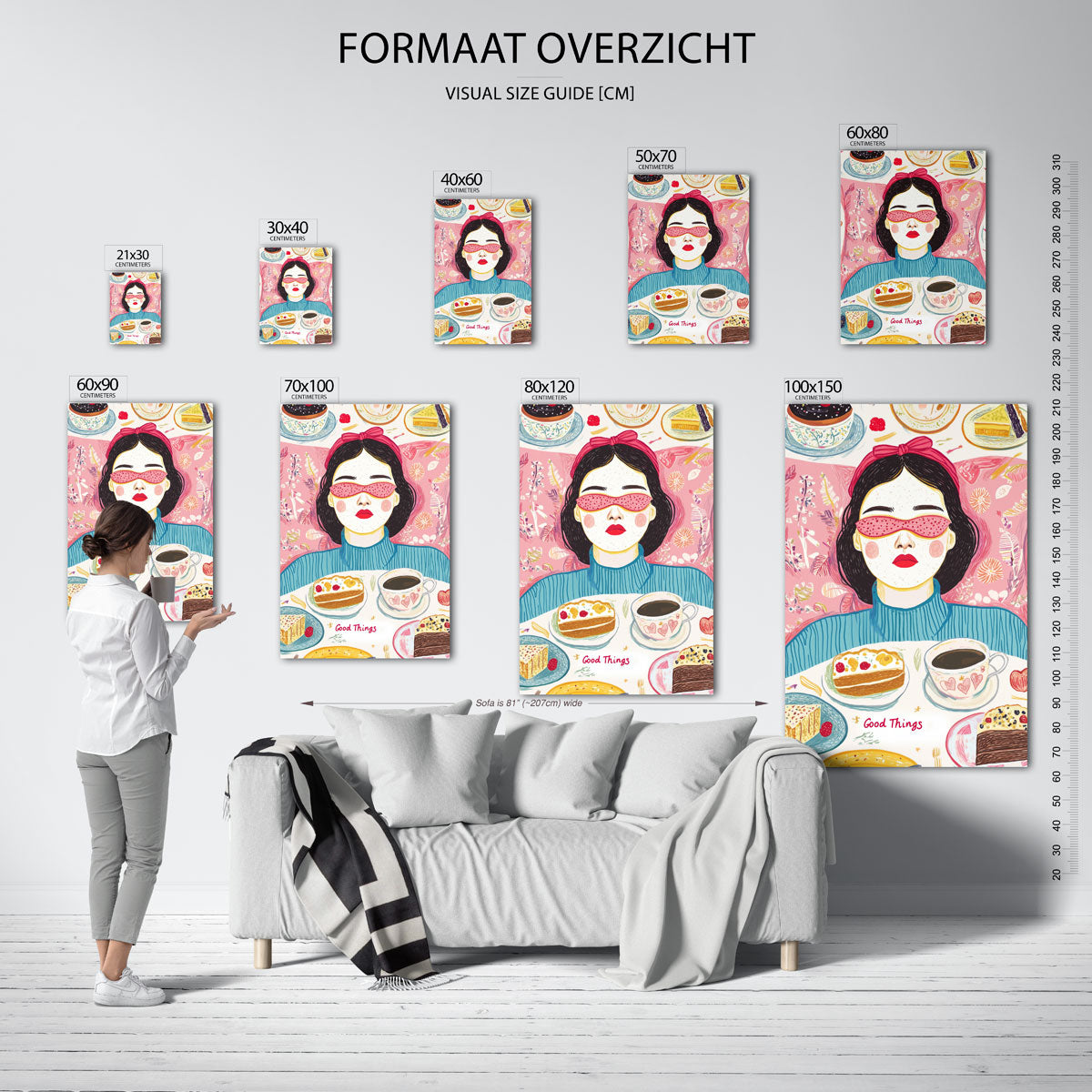 Vrouw met desserts Poster