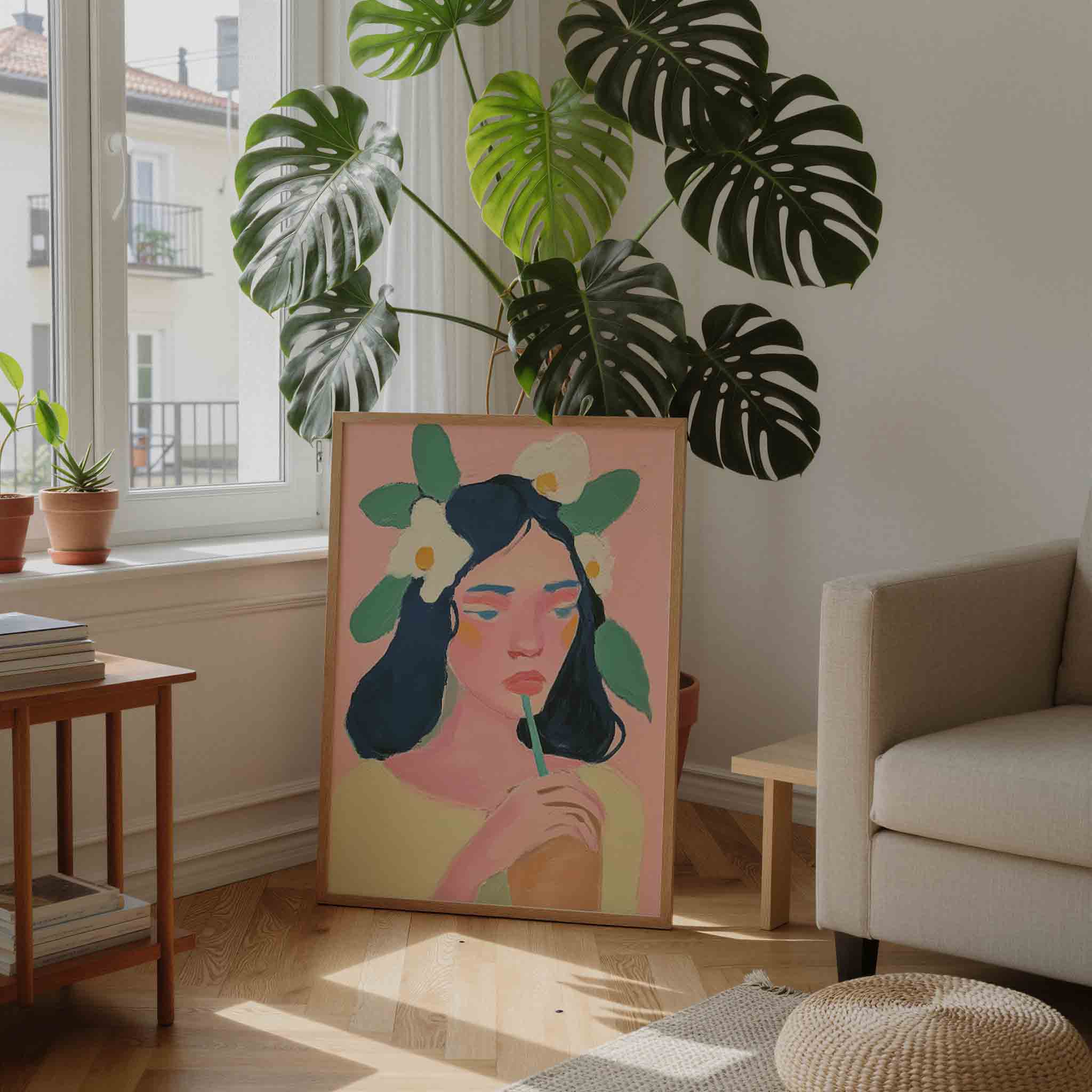 Vrouw met bloemen Poster
