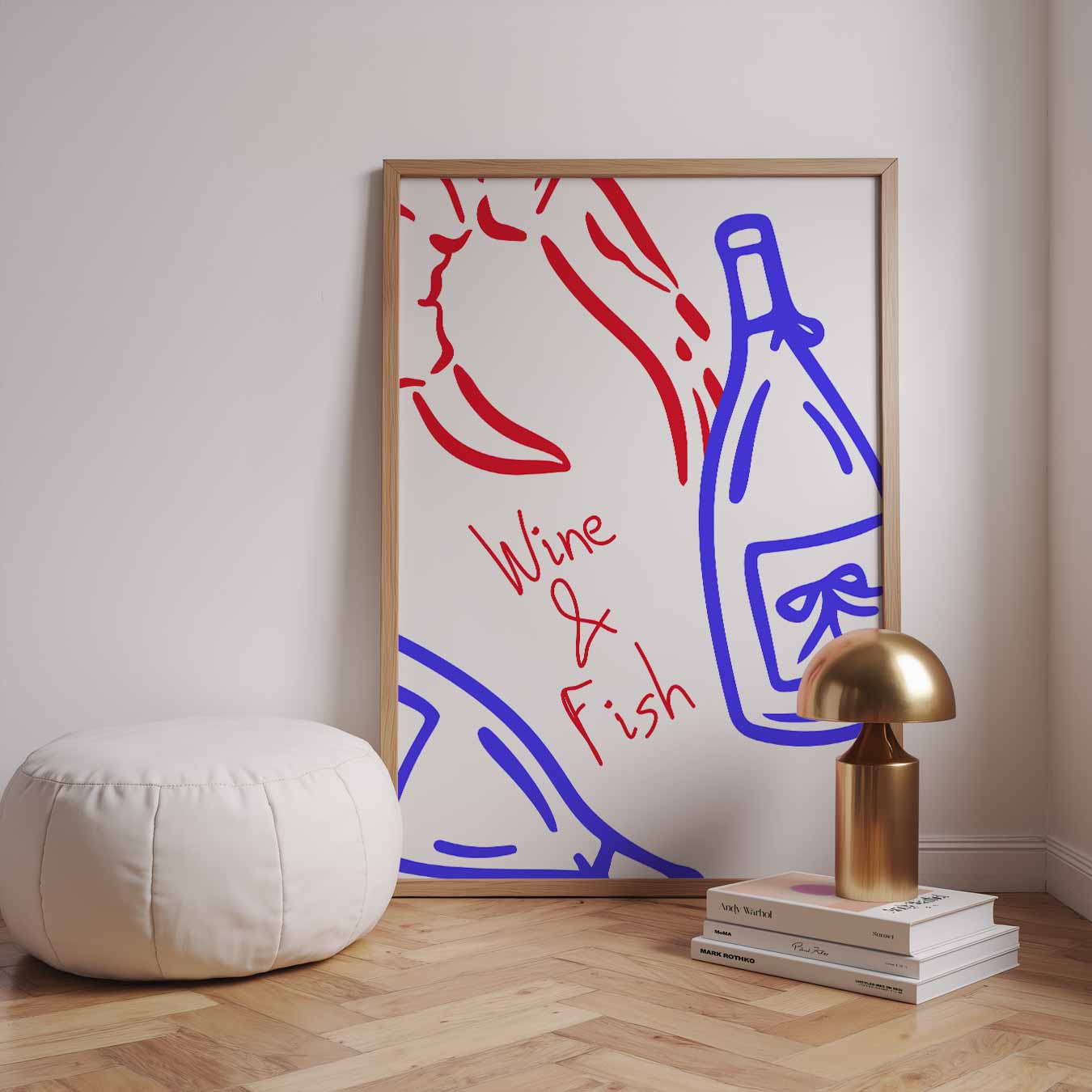 Wijn & Vis Poster-WallArtistic