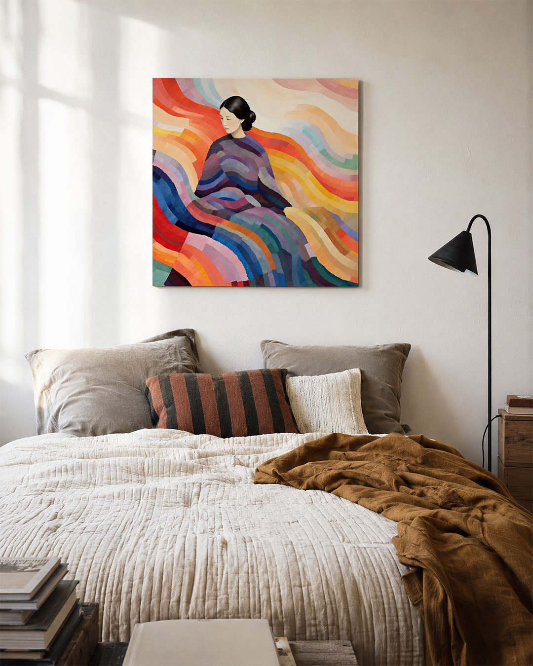 Golvende kleurencompositie Kunstwerk