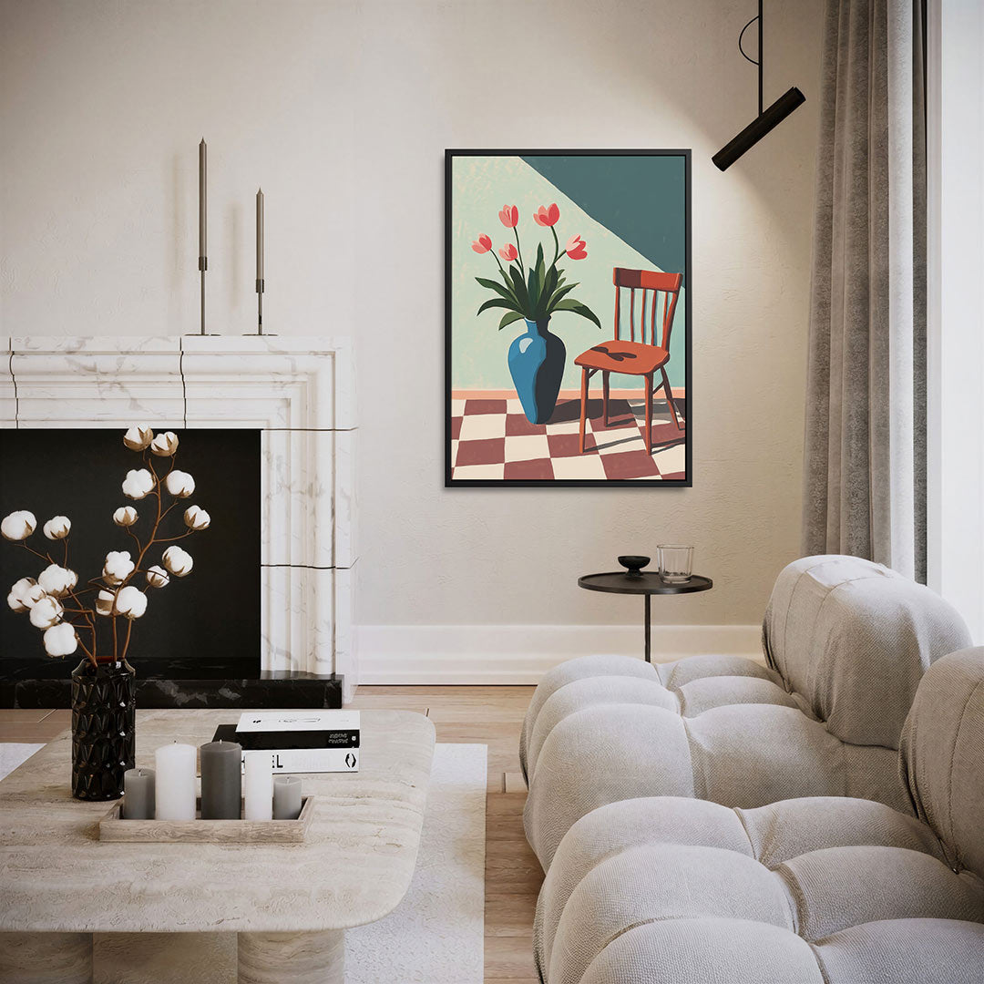 Vaas en stoel compositie Kunstwerk