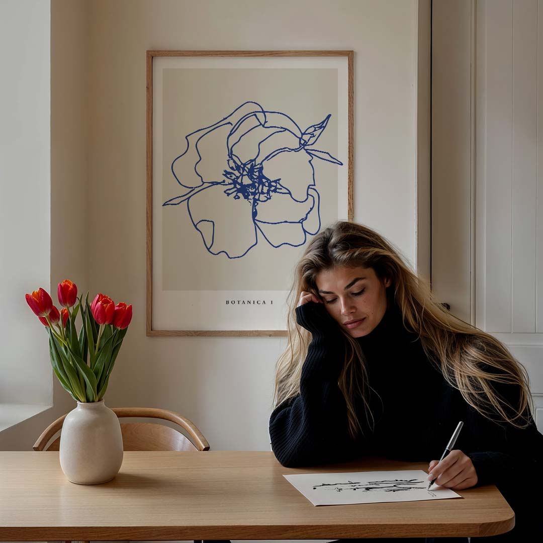 Elegante Botanische Lijntekening Poster-WallArtistic