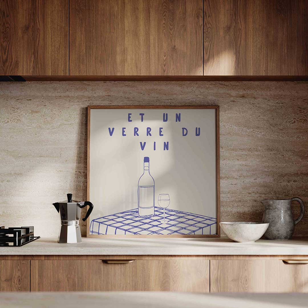 Wijnfles en glas Poster