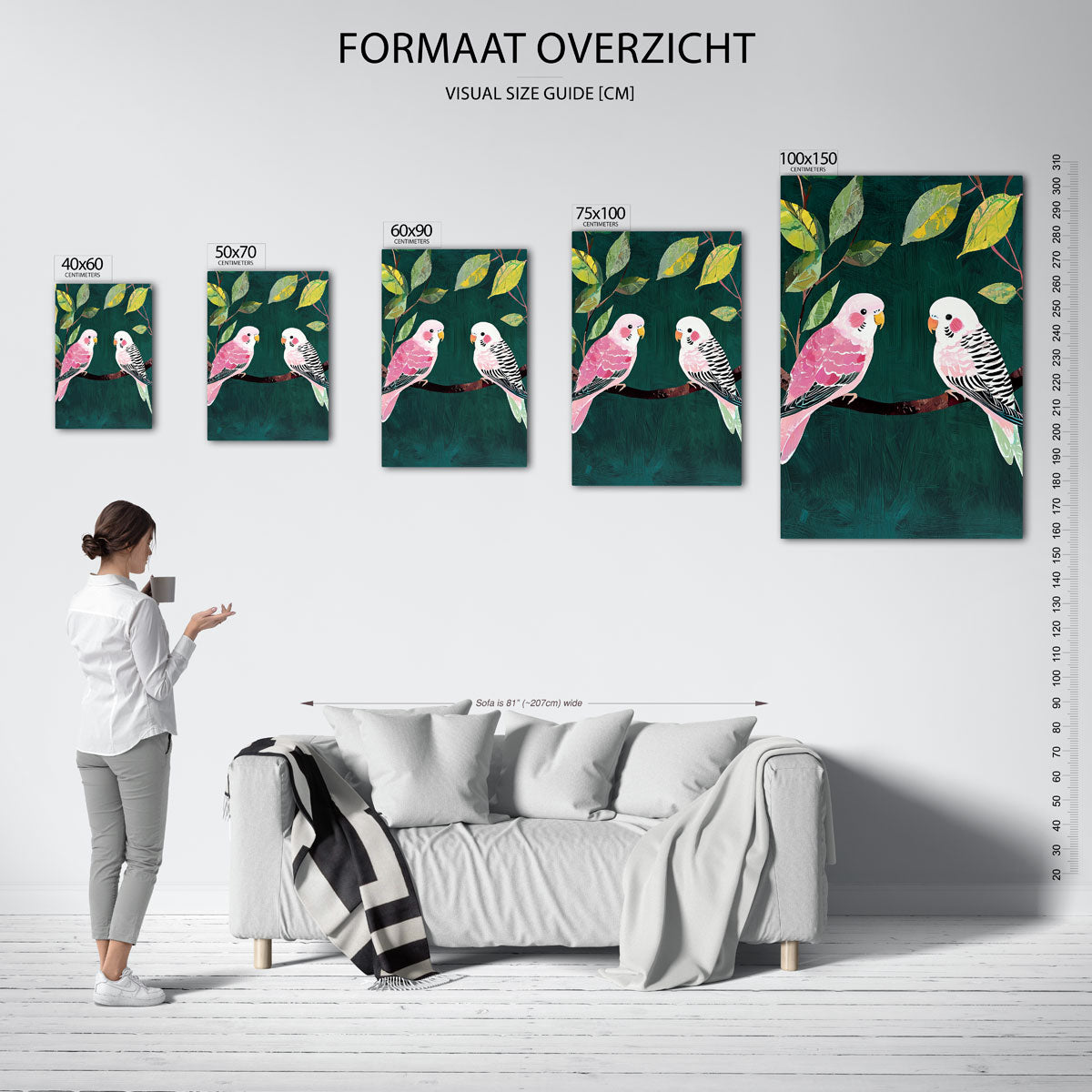 Vrolijke parkieten Kunstwerk