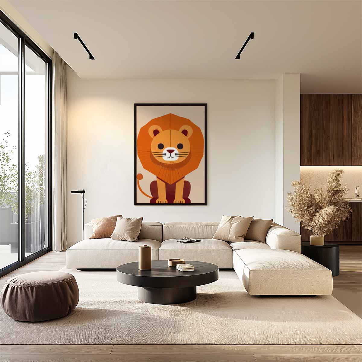 Leuke Leeuw Kinderkunst Kunstwerk-canvas-dibond-plexiglas-wanddecoratie-WallArtistic