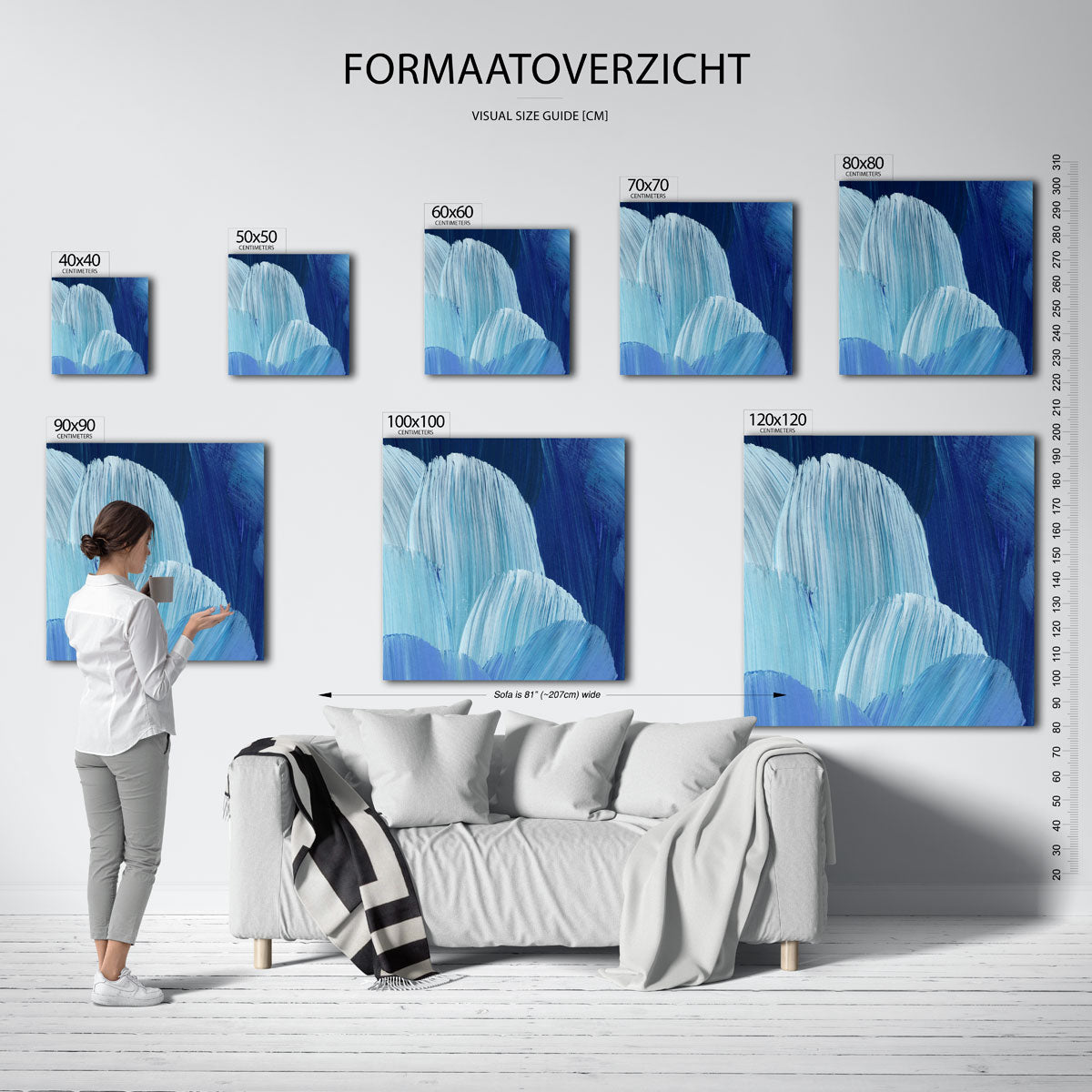 Blauwe penseelstreken Poster
