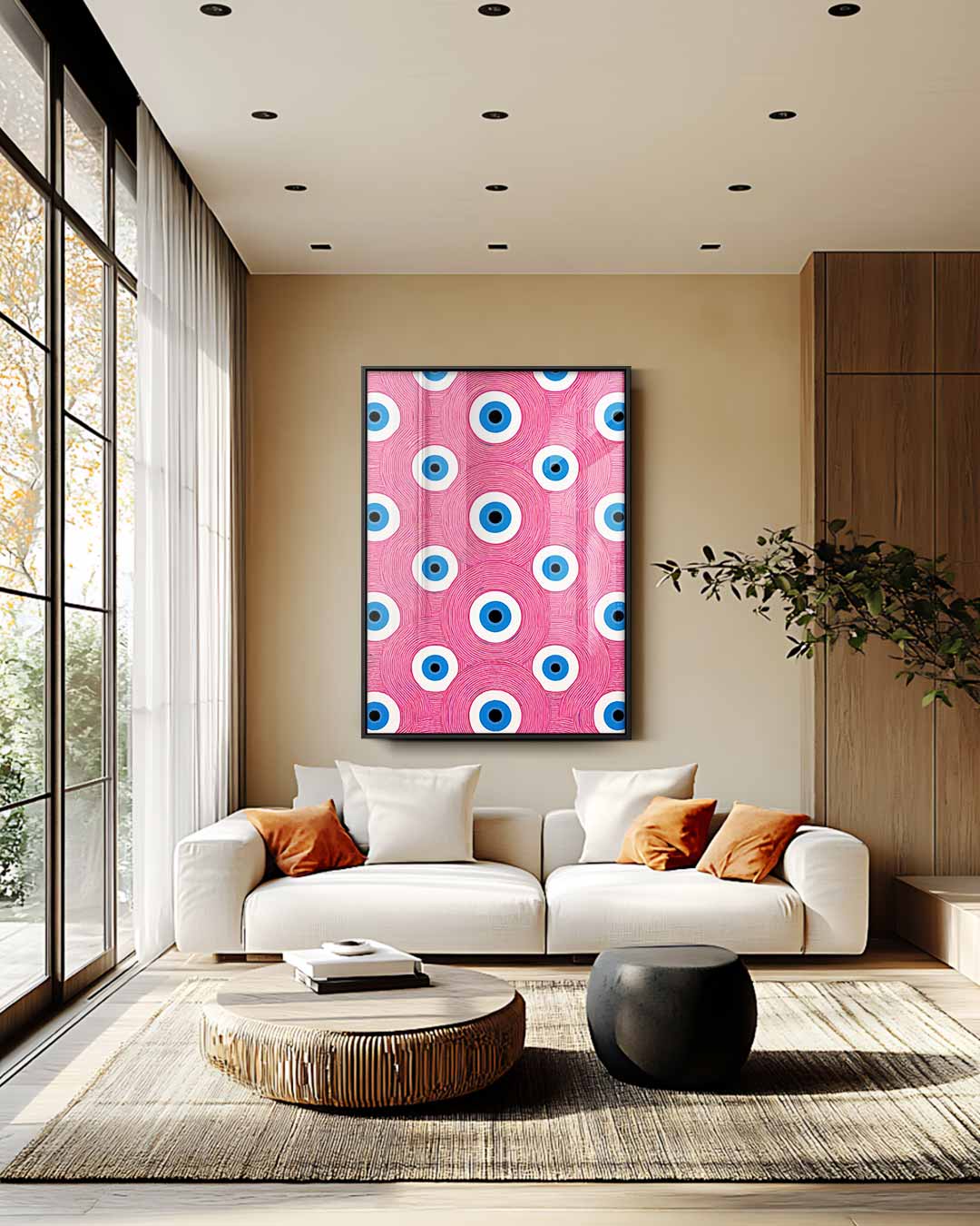 Ogenpatroon in Kleurrijke Herhaling Kunstwerk-canvas-dibond-plexiglas-wanddecoratie-WallArtistic