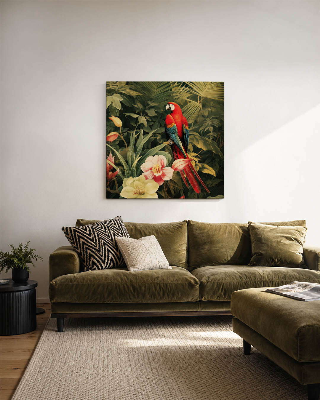 Exotische vogel en bloemen Kunstwerk