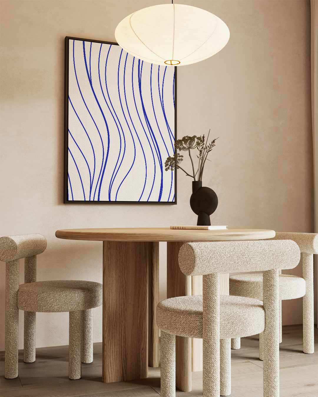 Golvende Blauwe Strepen Kunstwerk-canvas-dibond-plexiglas-wanddecoratie-WallArtistic