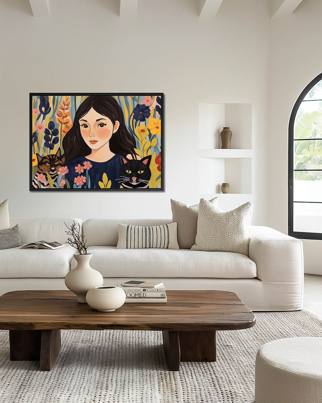 Vrouw met katten Kunstwerk