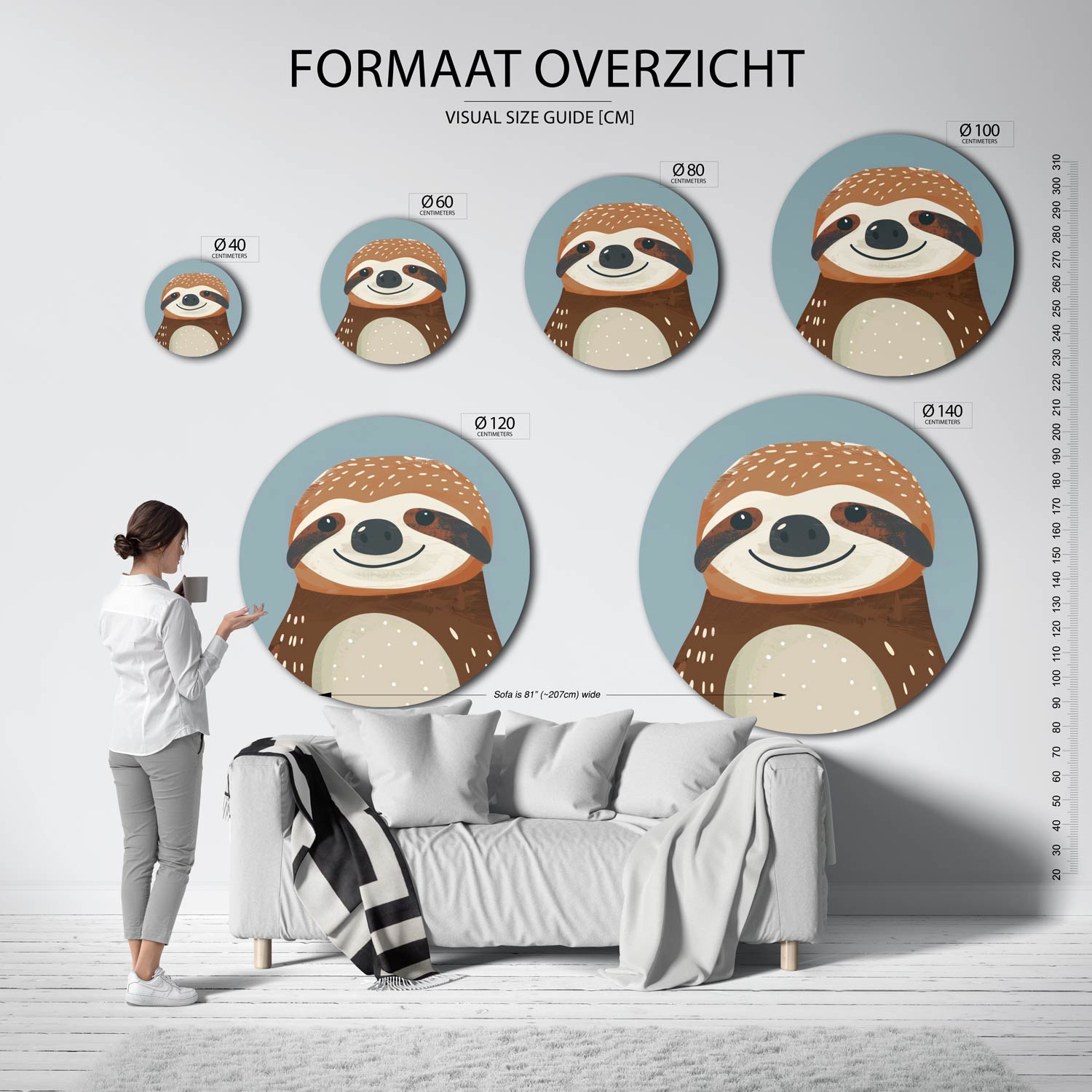 Lachende luiaard Muurcirkel