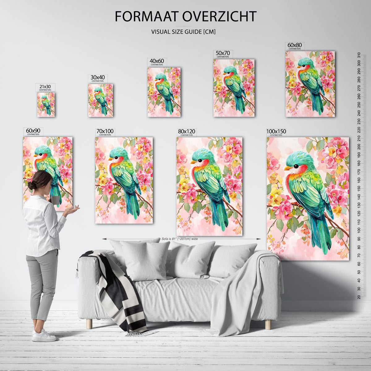 Vogel en bloemen Poster