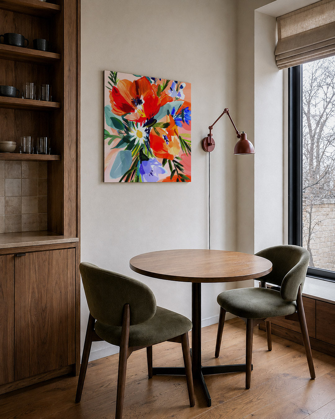 Kleurrijke bloemencompositie Kunstwerk