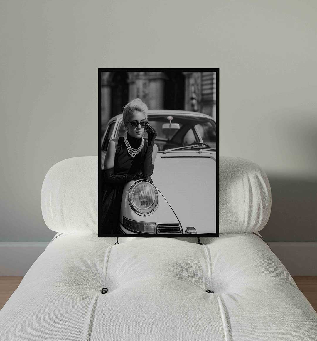 Vrouw met auto Poster