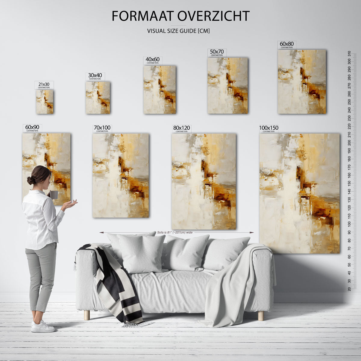 Abstracte beige en bruine Poster