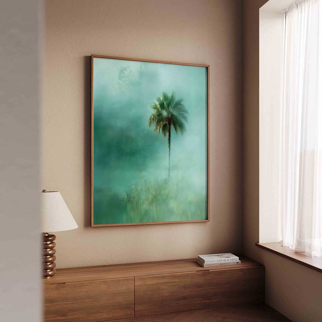 Palmboom in mist Poster