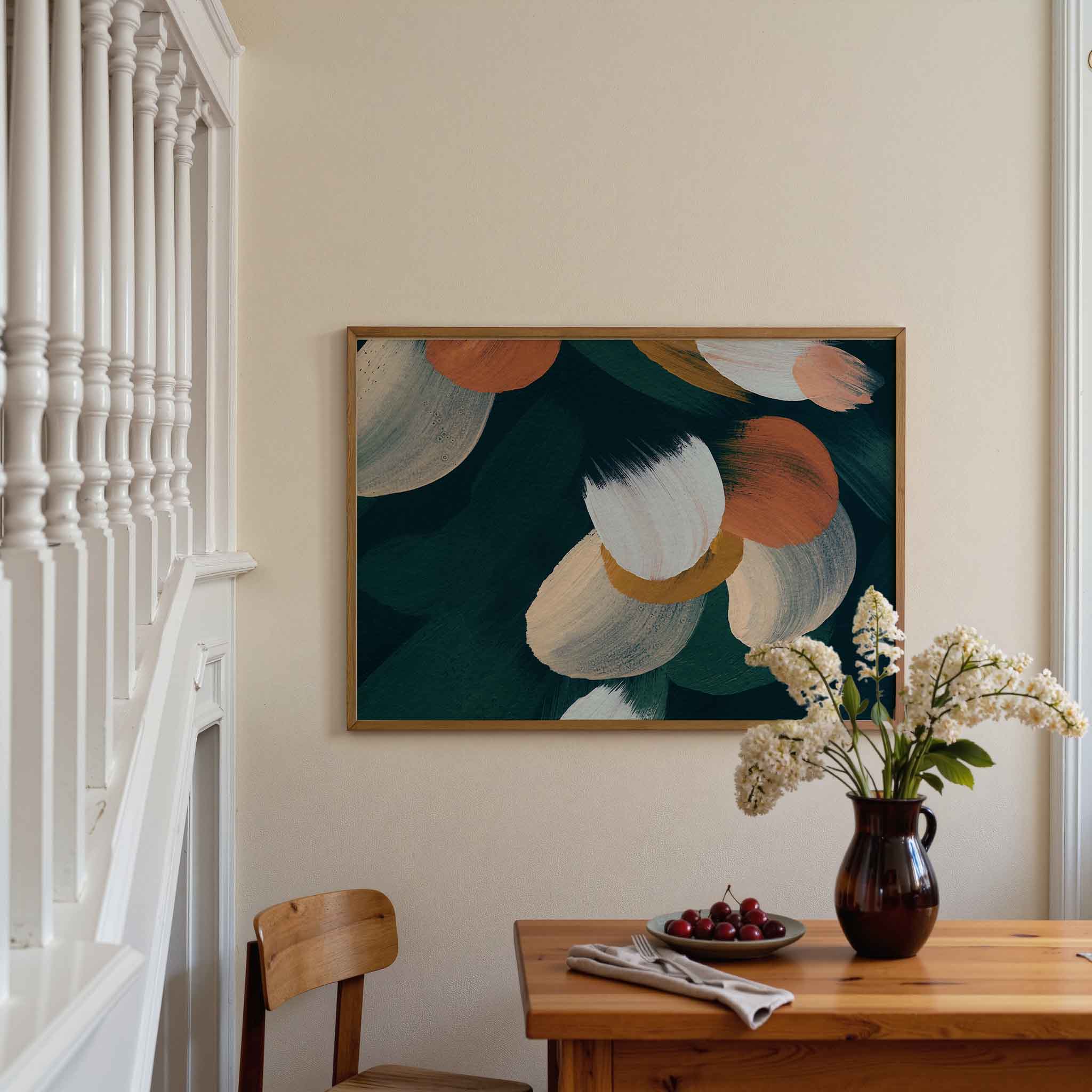 Abstracte penseelstreken Poster