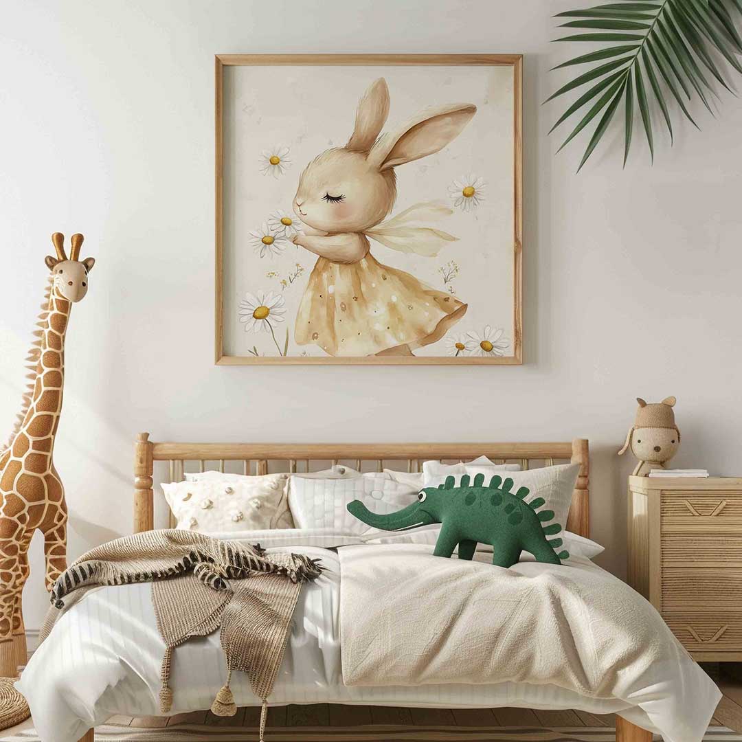 Konijn met bloemen Poster