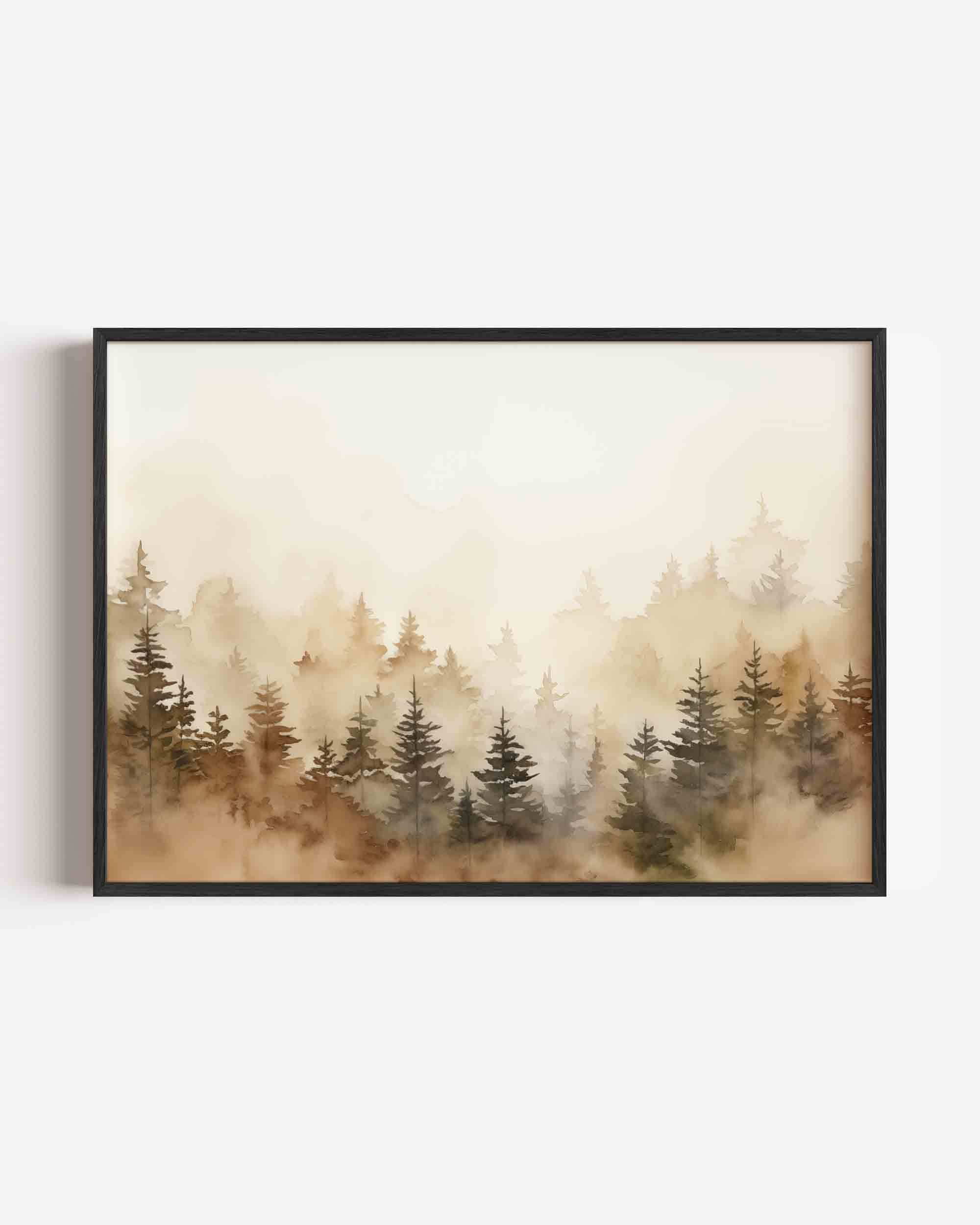 Mistig boslandschap Poster