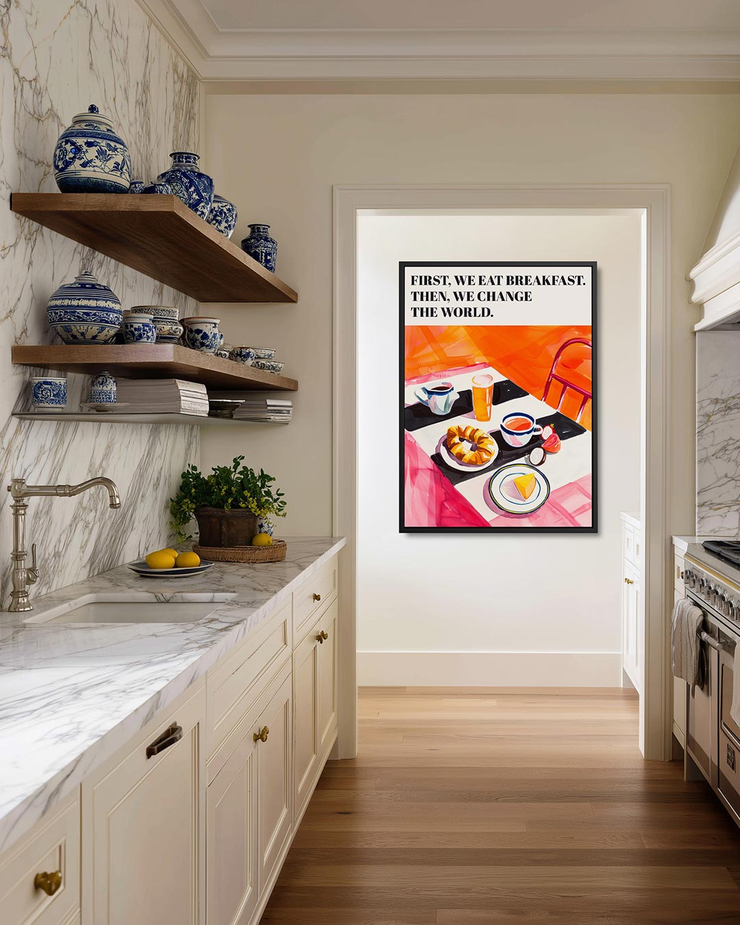 Kleurrijk ontbijt tafereel Kunstwerk